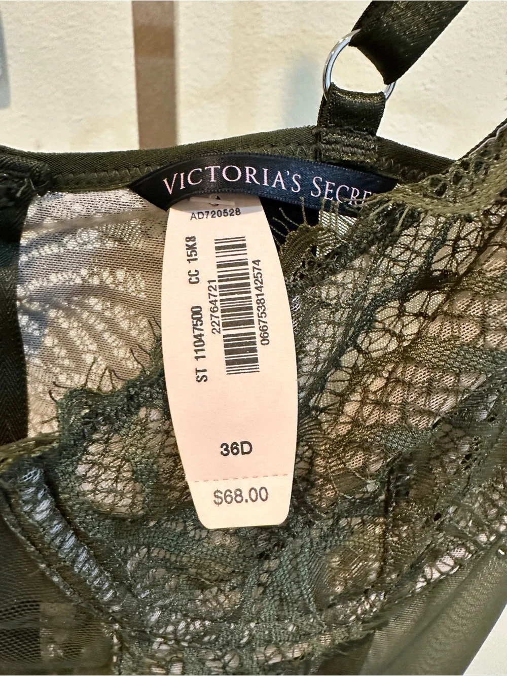 Victoria’s Secret 36D Olive Green Lace Teddy Bodysuit NWT